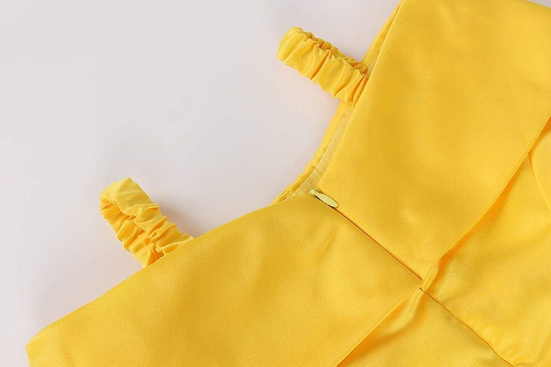JerrisApparel Princess Dress Off Shoulder Layered Costume for Little Girl (7 Years, Yellow with Accessories) - Image 5